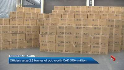 U.S. border officials seize 2.5 tonnes of pot worth over $10 million - globalnews.ca - state New York - county Buffalo