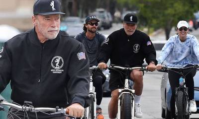 Arnold Schwarzenegger - Maria Shriver - Joseph Baena - Arnold Schwarzenegger rides bike with his family after passing on Gold's Gym workout over masks - dailymail.co.uk - state California