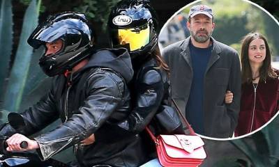 Ana De-Armas - Ben Affleck takes girlfriend Ana de Armas for a motorcycle ride around town just before sundown - dailymail.co.uk - county Pacific
