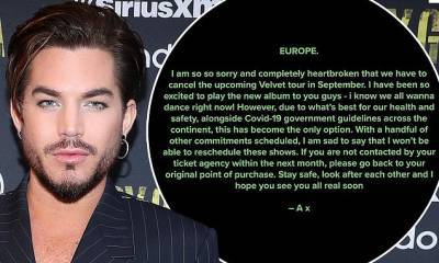 Adam Lambert - Adam Lambert cancels his European tour in September over coronavirus fears - dailymail.co.uk