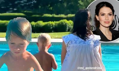 Alec Baldwin - Hilaria Baldwin - Pregnant Hilaria Baldwin enjoys a tranquil afternoon by the pool with sons Rafael, 5, and Romeo, 2 - dailymail.co.uk