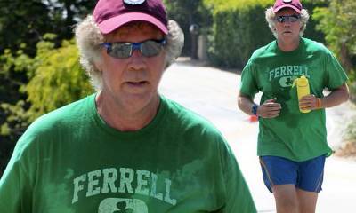 Will Ferrell - Will Ferrell wears his name on his T-shirt during a sweaty solo run around LA on Father's Day - dailymail.co.uk - Los Angeles - city Los Angeles
