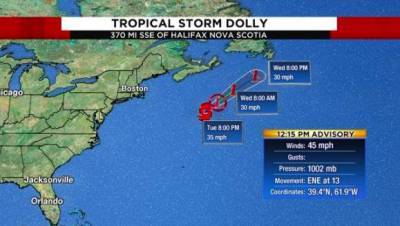 Nova Scotia - Tropical Storm Dolly becomes fourth named storm of the year - clickorlando.com - Usa - state Florida - county Atlantic