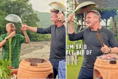Gordon Ramsay - Gordon Ramsay struggles to cook in the pouring rain in first look at new episode of US TV show - thesun.co.uk - Usa - Indonesia