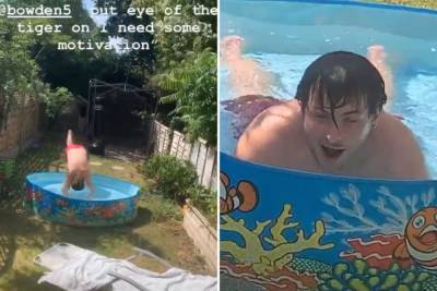 Max Bowden - EastEnders’ Max Bowden strips topless and nose-dives into a paddling pool as he battles UK heatwave - thesun.co.uk - Britain