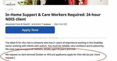 Outrage at care home job advert that says 'no dark-skinned applicants' - dailystar.co.uk - India - Australia