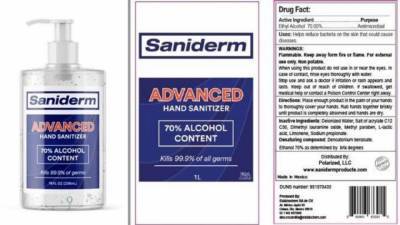 Saniderm Advanced Hand Sanitizer recalled over potential toxic chemicals - fox29.com - county Hand - city Sanitizer, county Hand