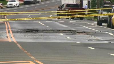 Several homes without water after pipe burst causes street flooding in Torresdale - fox29.com