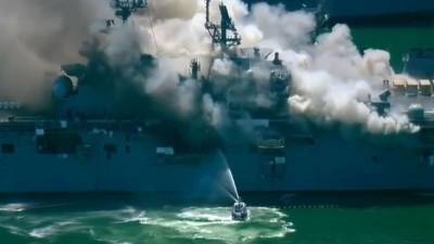 11 injured in fire aboard ship at Naval Base San Diego - fox29.com - county San Diego