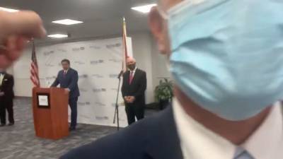 Ron Desantis - Protester yells 'shame on you' at DeSantis during COVID-19 press conference - fox29.com - state Florida - county Miami - county Miami-Dade