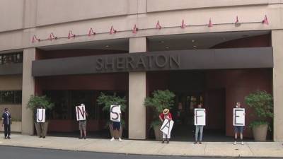 Hotel workers protest unsafe work conditions in Center City hotel - fox29.com - city Downtown - city Center