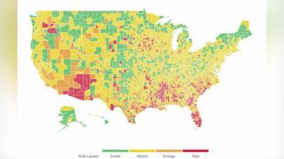 Color-coded interactive map illustrates COVID-19 risk level by county in US - fox29.com - Usa