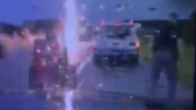 Caught on camera: Trooper nearly struck by lightning - clickorlando.com - state Oklahoma