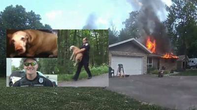 ‘A Lion King moment:’ Bodycam captured Caledonia officer rescuing dog from house engulfed in flames - fox29.com - state Wisconsin - county Caledonia - county Racine