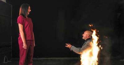 Stuntman surprises coronavirus nurse girlfriend by proposing to her while on fire - mirror.co.uk