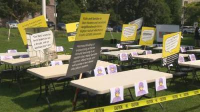 Coronavirus: Parents create mock classroom to protest Ontario’s back-to-school plan - globalnews.ca