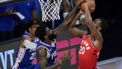 Joel Embiid - Nick Nurse - Pascal Siakam - Kyle Lowry - Raptors rally past Sixers to give Griffin a coaching win - fox29.com - state Florida - county Lake - county Buena Vista - county Johnson - county Norman - county Stanley - city Powell, county Norman