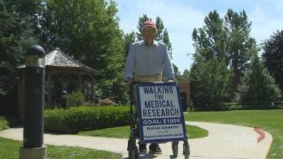 99-year-old WWII veteran in Newmarket walking 100 kilomentres for COVID-19 medical research - globalnews.ca