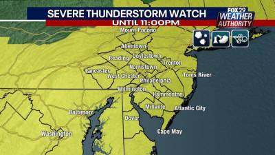 Severe Thunderstorm Watch issued for Delaware Vally, Lehigh Valley until 11 p.m. - fox29.com - state Pennsylvania - state New Jersey - state Delaware - county Lehigh - county Monroe - county Northampton - county Berks - county Carbon