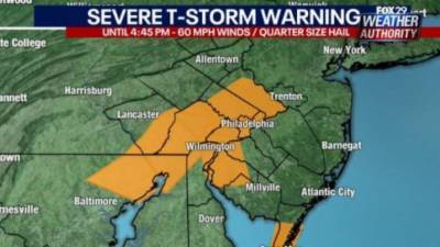 Weather Authority: Severe Thunderstorm Warning in effect for parts of the area - fox29.com - state Delaware - county Chester - county New Castle - county Cumberland