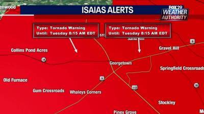 Tuesday morning storms bring flooding rain, tornado warnings as Isaias approaches - fox29.com - state Delaware - county Sussex
