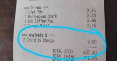 Pub sparks outrage after adding 'Covid-19 charge' onto bill - mirror.co.uk - city Dublin