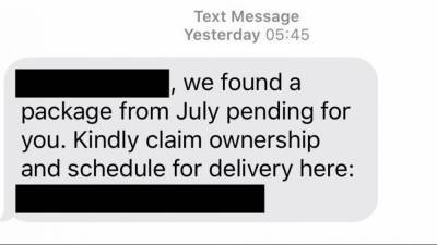 Deputies warn of 'package pending' text scam containing recipient's name, potentially dangerous link - fox29.com - Los Angeles - county Orange