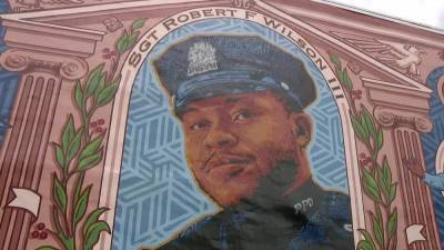 Jim Kenney - Anthony Williams - Robert Wilson III (Iii) - Family, local officials gather to denounce the defacing of Sgt. Wilson mural - fox29.com - city Baltimore