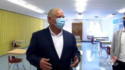 Doug Ford - Stephen Lecce - Coronavirus: Doug Ford tours Toronto school preparing for return-to-class during COVID-19 pandemic - globalnews.ca - county Ontario