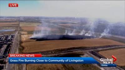Large grass fire burns farmer’s field in north Calgary - globalnews.ca