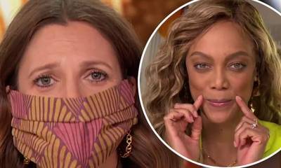 Drew Barrymore - DWTS host Tyra Banks teaches Drew Barrymore to smize in the age of COVID and wearing masks - dailymail.co.uk
