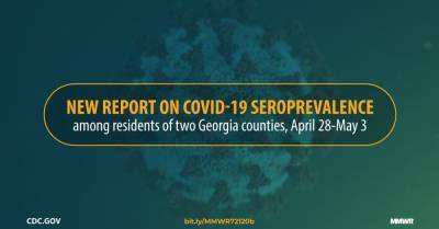 Christine M.Szablewski - Cherie Drenzek - Estimated Community Seroprevalence of SARS-CoV-2 Antibodies — Two Georgia Counties, April 28–May 3, 2020 - cdc.gov - state Maryland - Georgia - county Ford