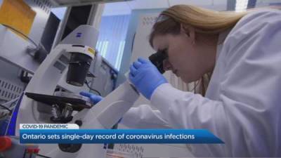 Miranda Anthistle - Monday sets single-day record of coronavirus infections in Ontario - globalnews.ca - county Ontario