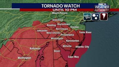 Weather Authority: Tornado Watch issued for most of area as severe storms approach - fox29.com - state New Jersey - state Delaware - county Bucks - county Chester - county Cumberland - county Berks