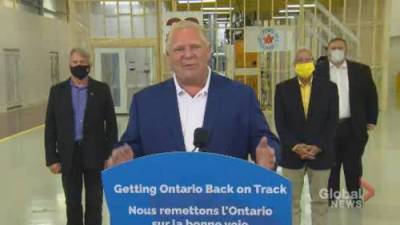 Doug Ford - Coronavirus: Ford government investing $2M in Bracebridge company to produce made-in-Ontario masks - globalnews.ca