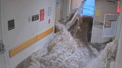 Video shows moment raging flood breaking through emergency doors causing Massachusetts hospital closure - fox29.com - state Massachusets - city Boston