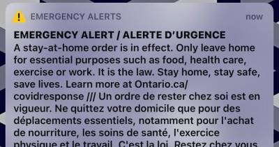 Stay-at-home emergency alert message sent to Ontarians - globalnews.ca