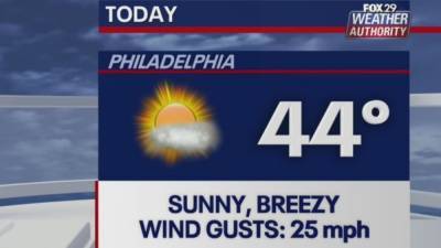 Sue Serio - Weather Authority: A sunny, blustery day takes hold for Tuesday - fox29.com - state Delaware