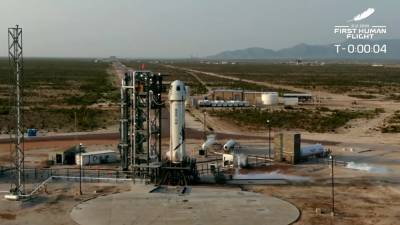 William Shatner - Blue Origin postpones rocket launch over forecasted winds in Texas - fox29.com - state Texas - Russia