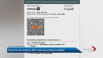 Matthew Bingley - Ontario’s QR code-based COVID-19 vaccine passport unveiled - globalnews.ca