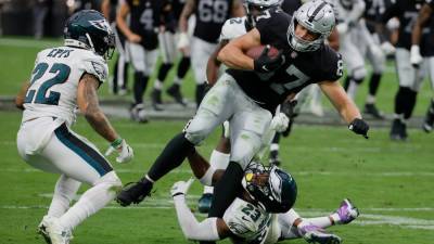 Rodney Macleod - Derek Carr - Eagles fall to Las Vegas Raiders 33-22 to collect their fifth loss of the season - fox29.com - state Nevada - Philadelphia, county Eagle - county Eagle - city Las Vegas, state Nevada - city Philadelphia, county Eagle