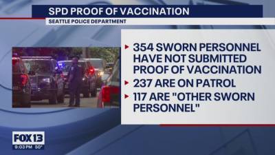 Seattle Police: Over 350 sworn personnel have not submitted proof of vaccination - fox29.com - city Seattle