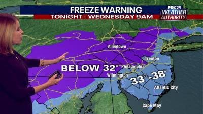 Kathy Orr - Freeze warnings, frost advisories to follow scattered Election Day showers - fox29.com - state Delaware