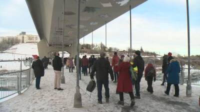 Chris Chacon - Dozens of Edmontonians flock to new Tawatinâ Bridge pedestrian walkway for grand opening - globalnews.ca