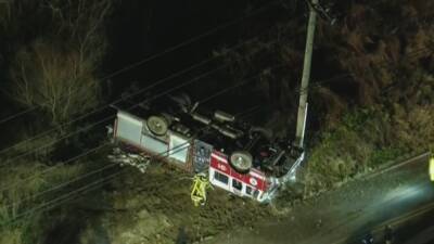 3 firefighters hurt after truck overturns in Chester County - fox29.com - state Pennsylvania - county Chester