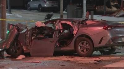 2 hurt after car crashes into trolley in West Philadelphia - fox29.com