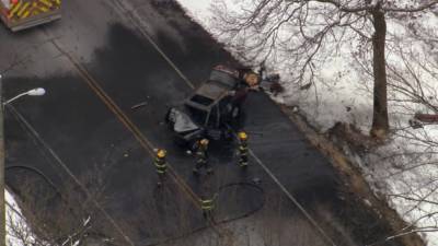 Man dies after car slams into tree, busts into flames in West Philadelphia - fox29.com