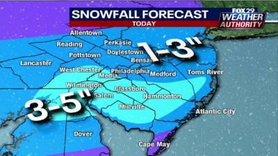 Weather Authority: Morning snow clears leaving clouds, near-freezing temperatures - fox29.com - state New Jersey - state Delaware - county Chester - county Montgomery - city Philadelphia