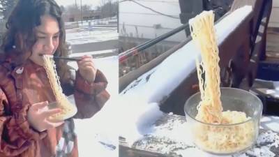 Ramen noodles freeze mid-air in North Dakota’s bitter temperatures - fox29.com - state North Dakota - city Bismarck - county Dickinson