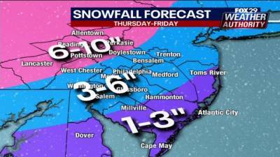 Weather Authority: Measurable snowfall expected for parts of region on Thursday - fox29.com - state Pennsylvania - state New Jersey - state Delaware